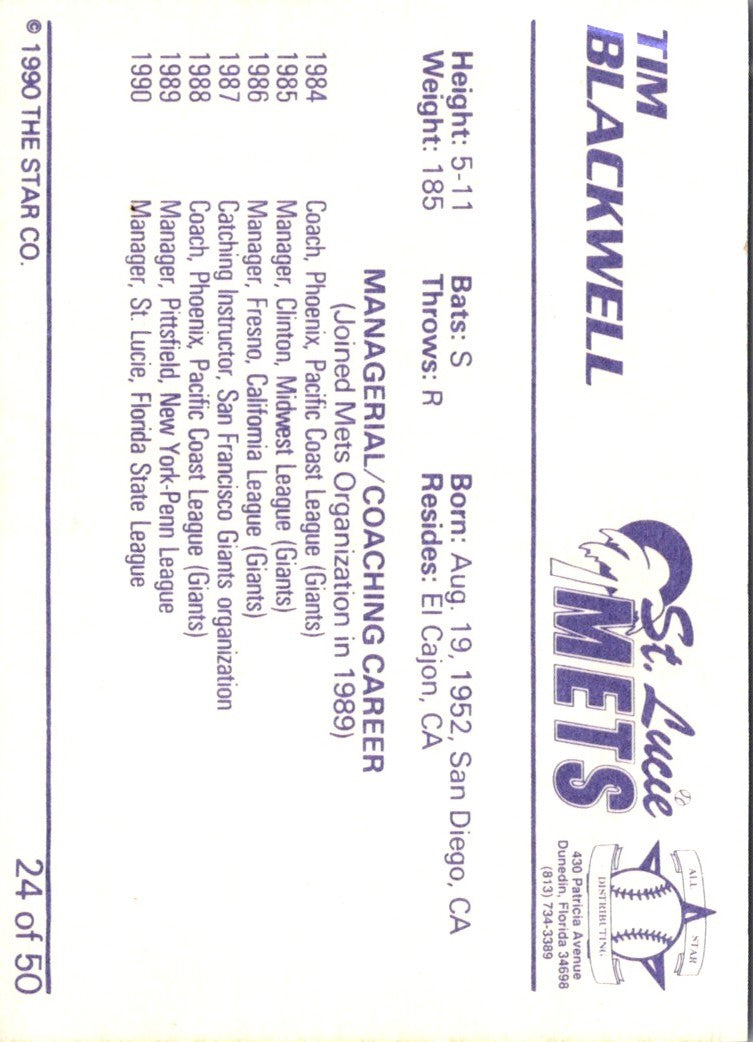1990 Star Florida State League All-Stars Tim Blackwell