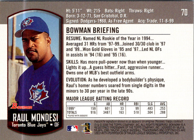 2000 Bowman Raul Mondesi