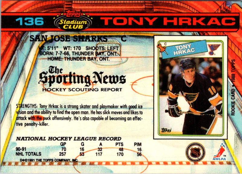 1991 Stadium Club Tony Hrkac