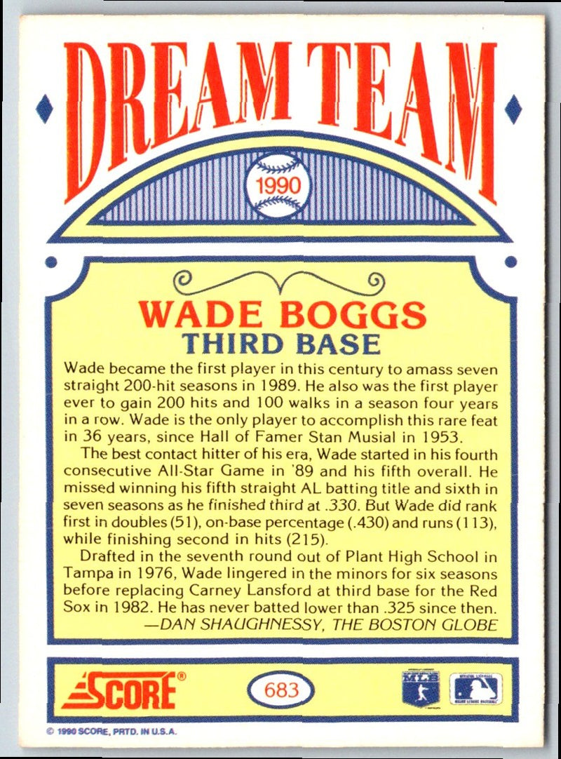 1990 Score Wade Boggs