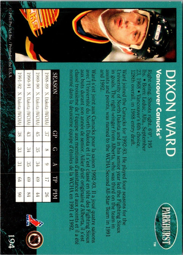 1992 Parkhurst Emerald Ice Dixon Ward
