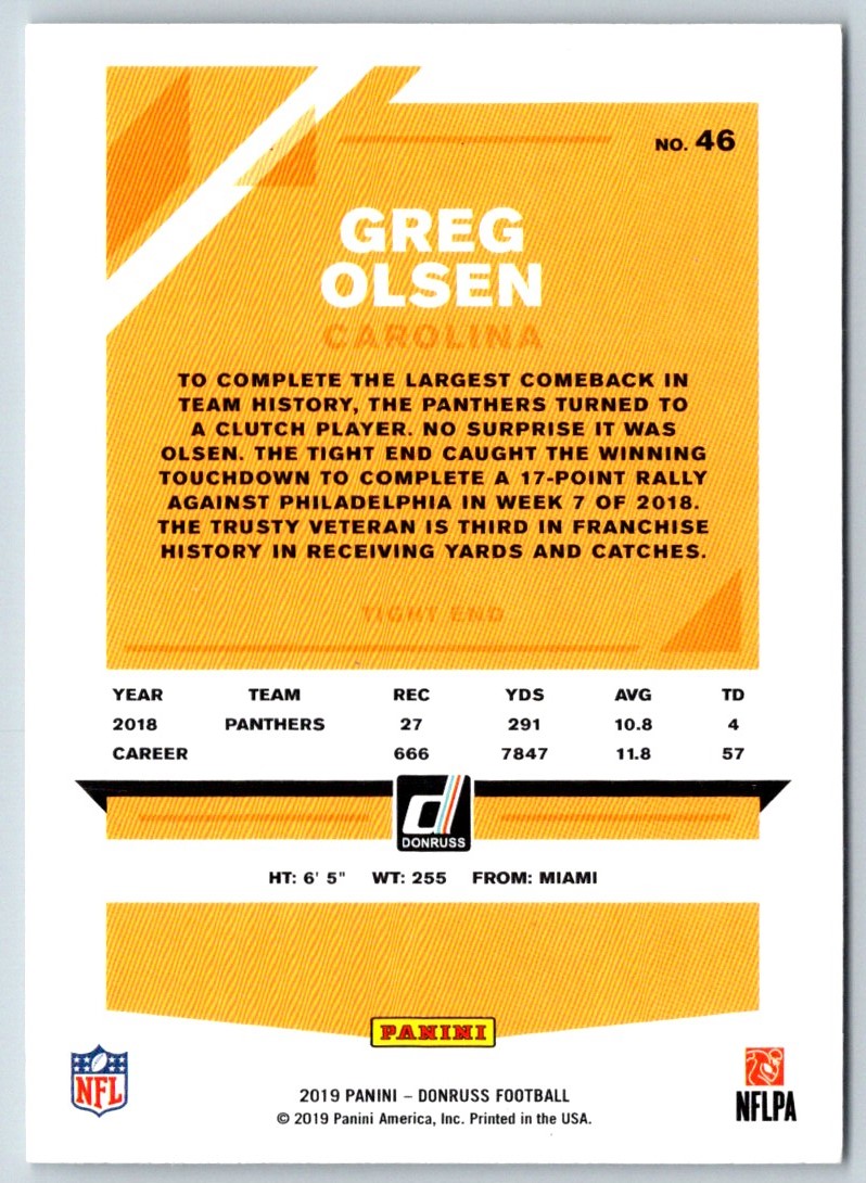 2019 Donruss Greg Olsen