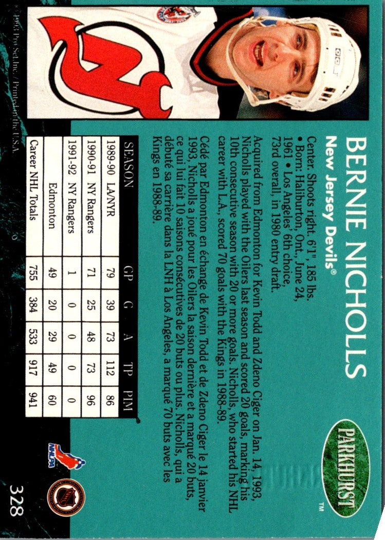 1992 Parkhurst Emerald Ice Bernie Nicholls