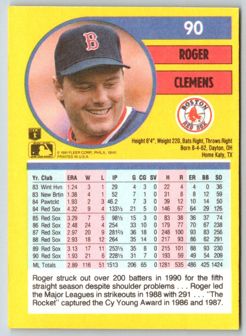 1991 Fleer Roger Clemens