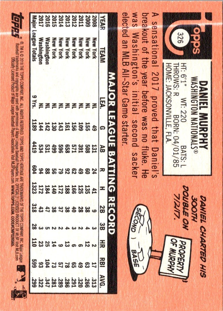 2018 Topps Heritage Daniel Murphy