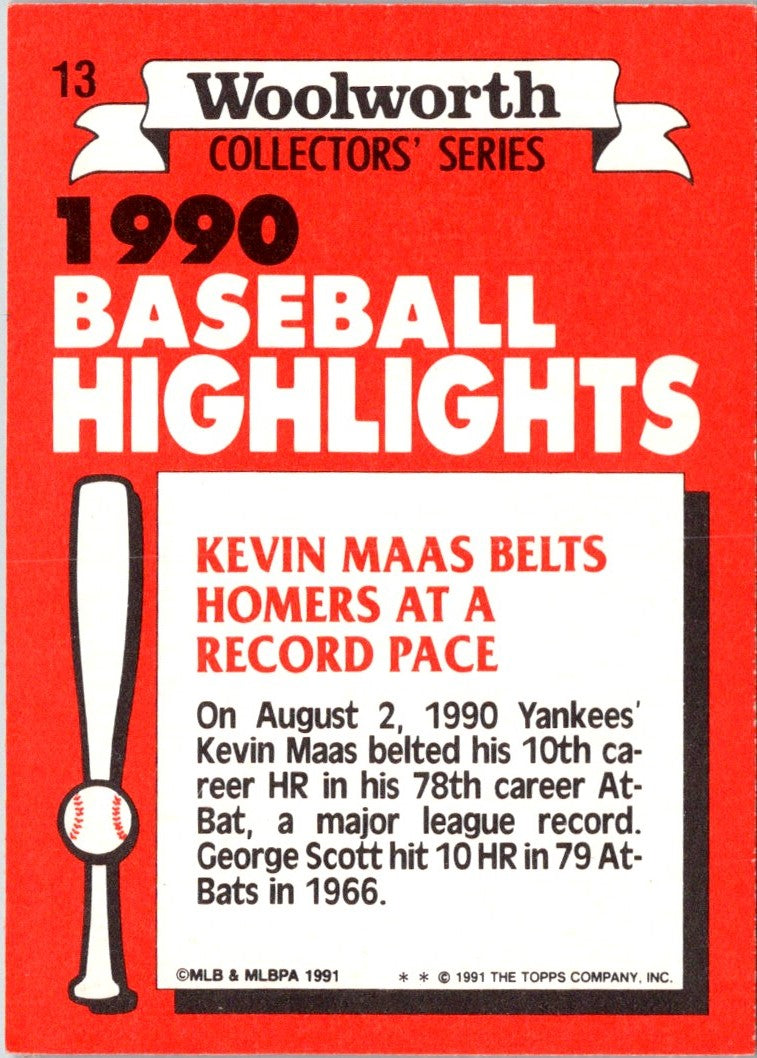 1991 Topps Woolworth Baseball Highlights Kevin Maas