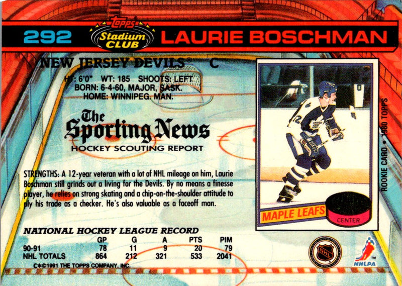 1991 Stadium Club Laurie Boschman