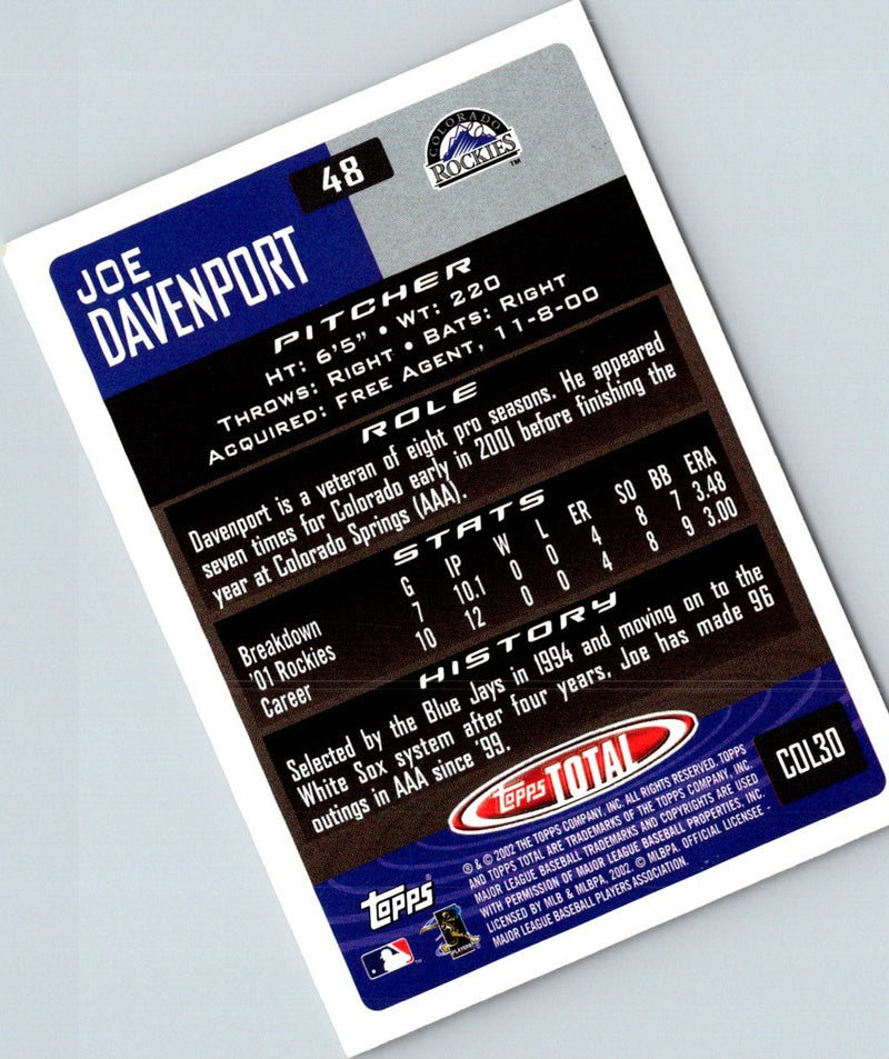 2002 Topps Total Joe Davenport