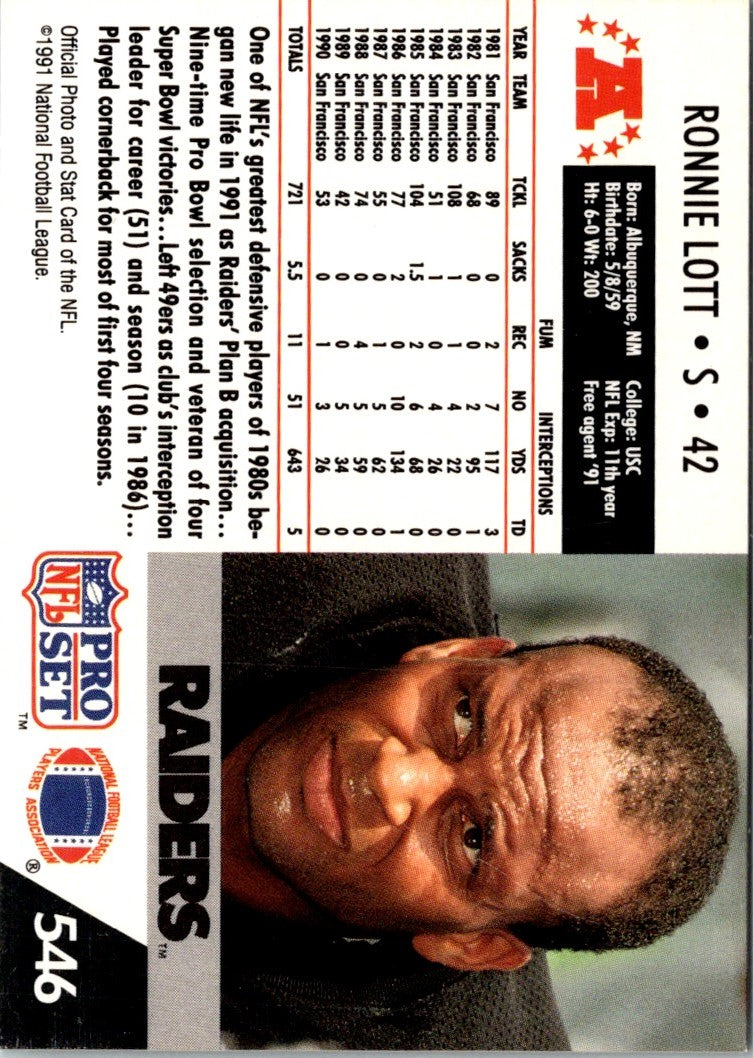 1991 Pro Set Ronnie Lott