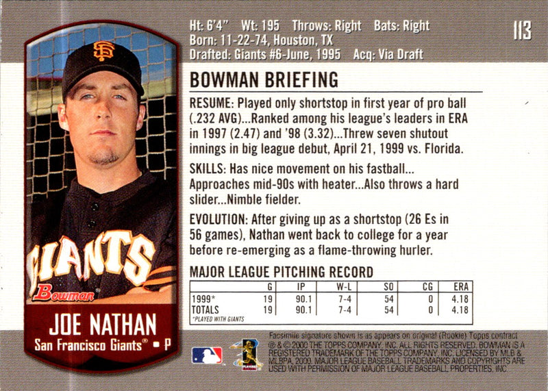 2000 Bowman Joe Nathan