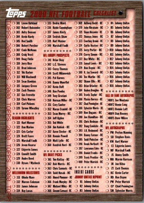 2000 Topps Checklists Checklist Checklist 301-3 #2A
