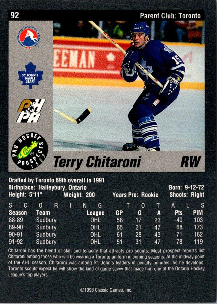 1993 Classic Pro Prospects Terry Chitaroni