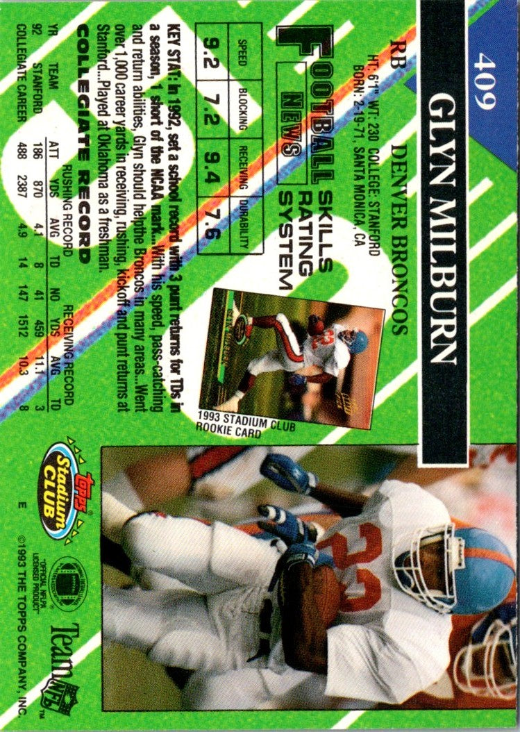 1993 Stadium Club Super Teams Bowl Glyn Milburn