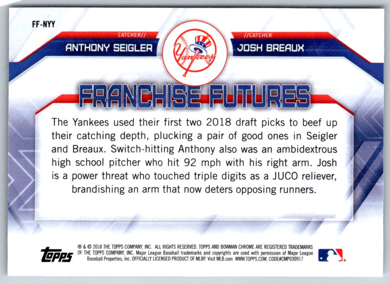 2018 Bowman Draft Franchise Futures Anthony Seigler/Josh Breaux