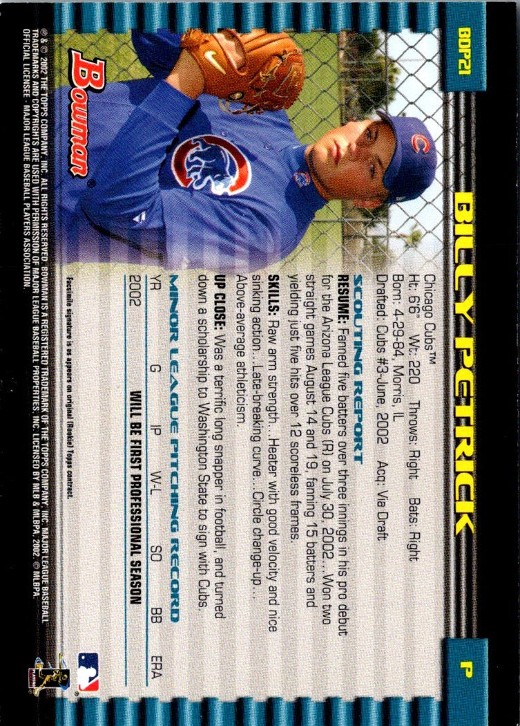 2002 Bowman Draft Picks & Prospects Billy Petrick