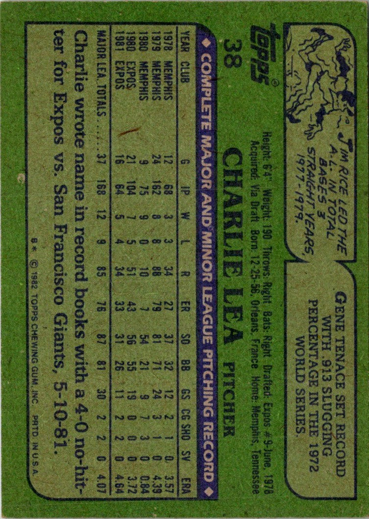 1982 Topps Charlie Lea