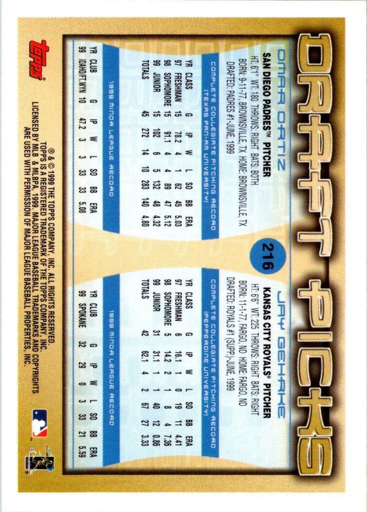 2000 Topps Omar Ortiz/Jay Gehrke