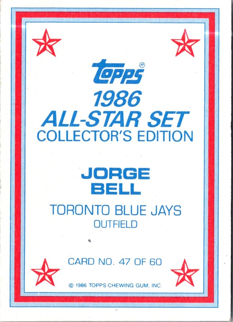 1986 Topps Glossy Send-Ins Jorge Bell