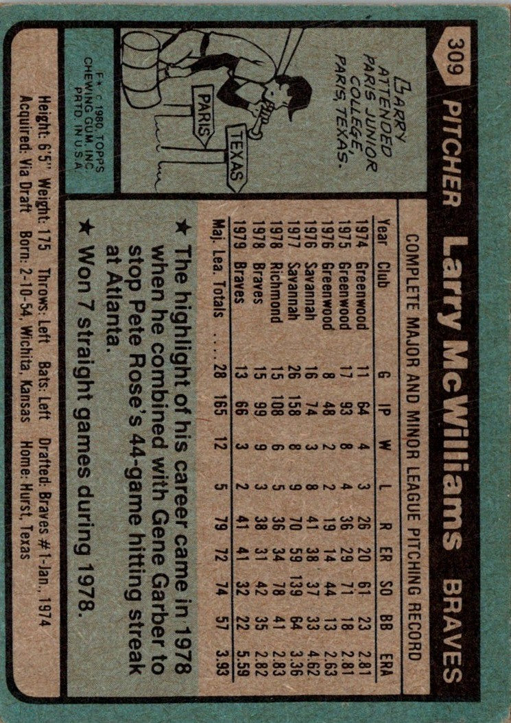 1980 Topps Larry McWilliams