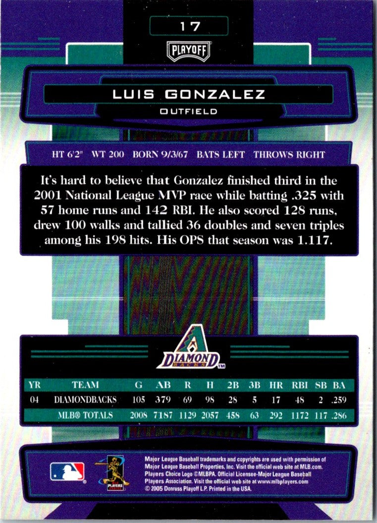 2005 Playoff Absolute Memorabilia Luis Gonzalez