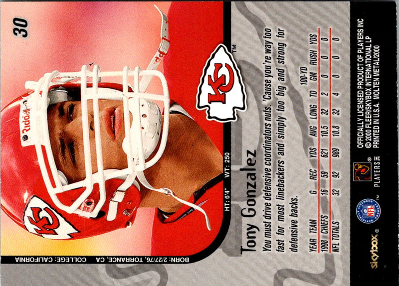 1999 SkyBox Molten Metal Tony Gonzalez