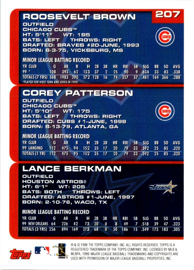 2000 Topps Roosevelt Brown/Corey Patterson/Lance Berkman