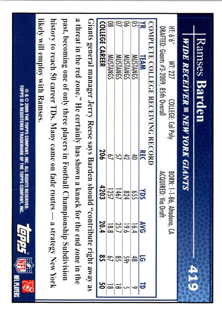 2009 Topps Ramses Barden