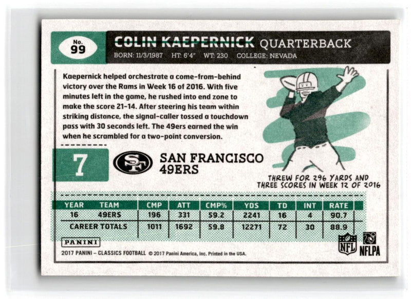 2017 Panini Classics Colin Kaepernick