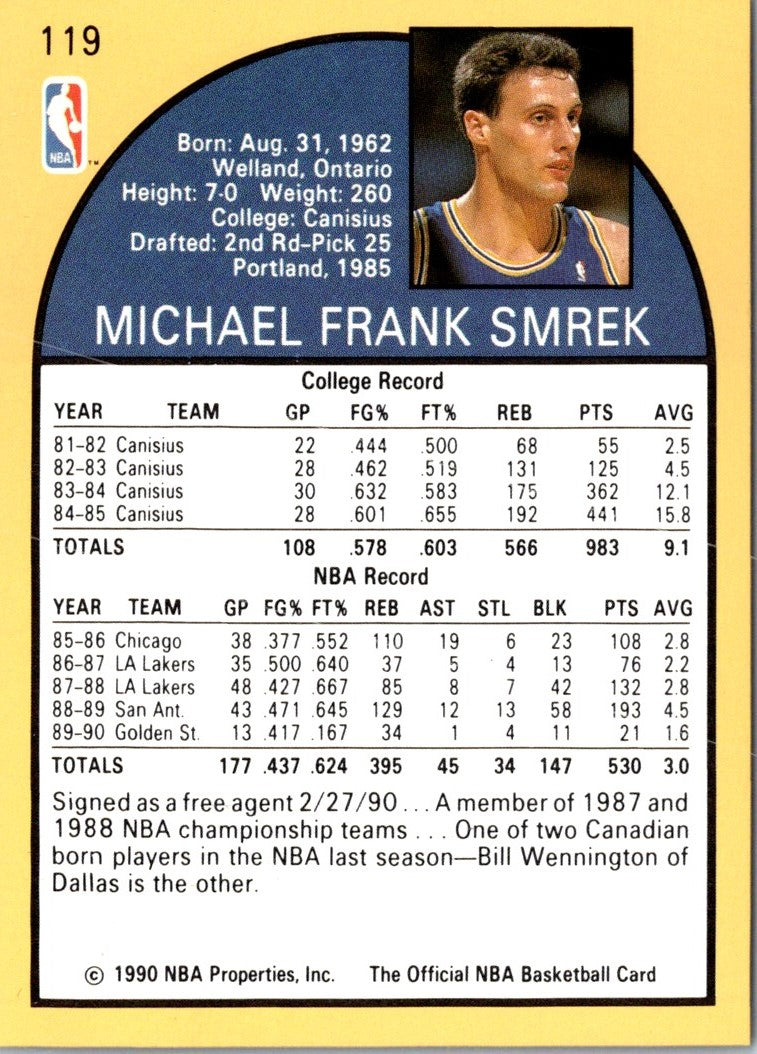 1990 Hoops Mike Smrek