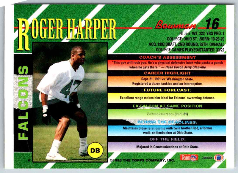 1993 Bowman Football Roger Harper