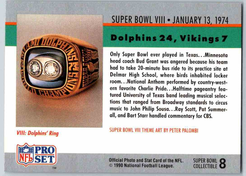 1990 Pro Set Super Bowl Collectibles Super Bowl V