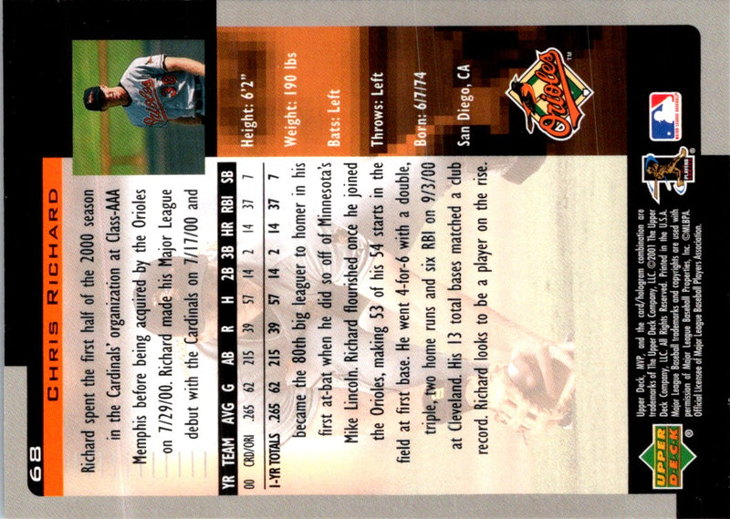 2001 Upper Deck MVP Chris Richard