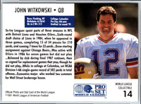 1991 Pro Set WLAF World Bowl Combo John Witkowski #14