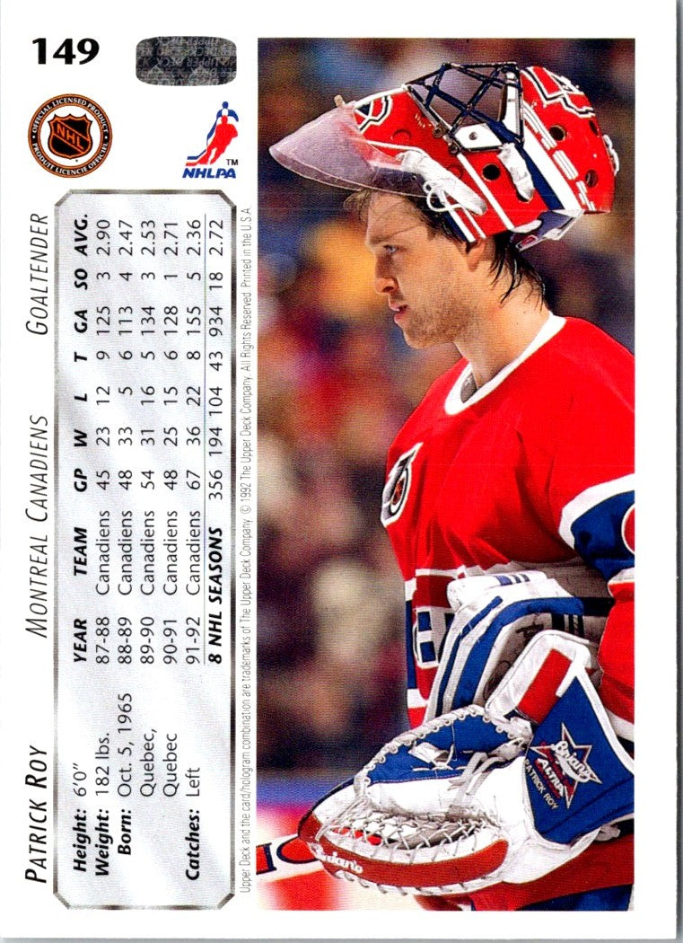 1992 Upper Deck Patrick Roy