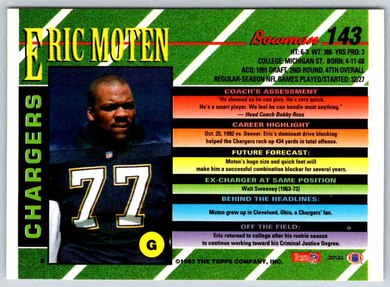 1993 Bowman Football Eric Moten