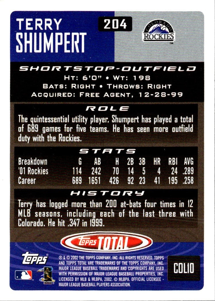 2002 Topps Total Terry Shumpert
