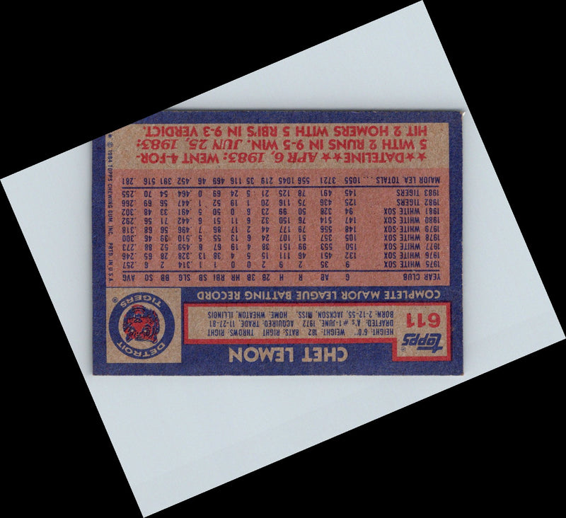 1984 Topps Chet Lemon