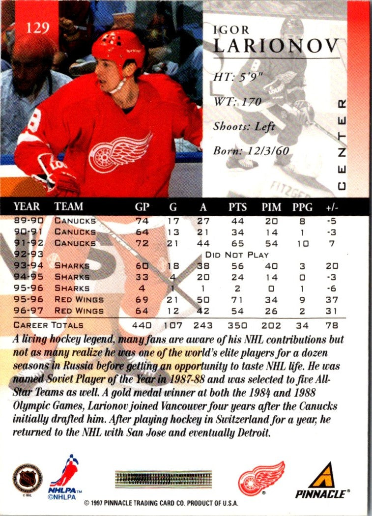 1997 Pinnacle Igor Larionov
