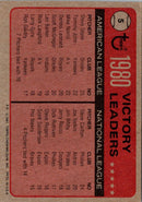 1981 Topps 1980 Victory Leaders - Steve Stone/Steve Carlton