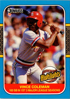 1987 Donruss Highlights Vince Coleman #36