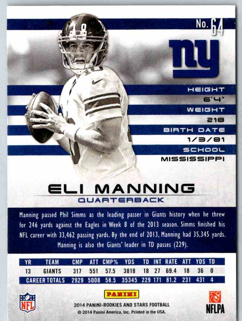 2014 Panini Rookies And Stars Eli Manning