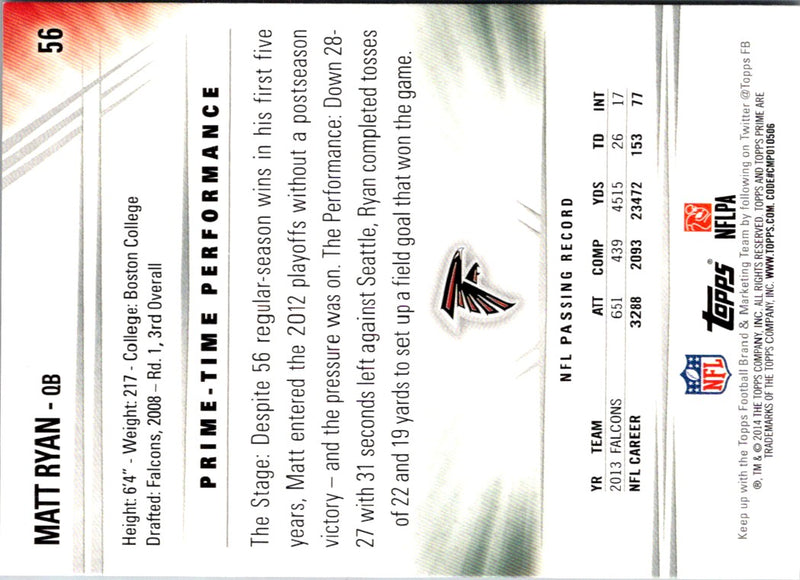 2014 Topps Prime Matt Ryan