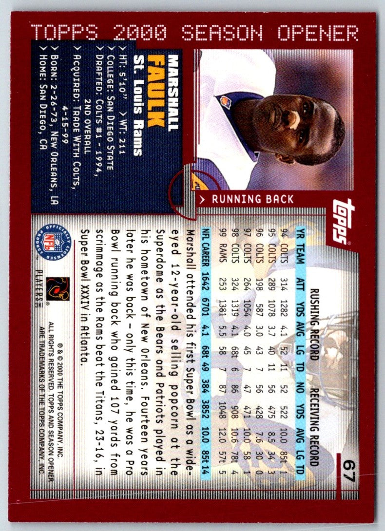 2000 Topps Season Opener Marshall Faulk