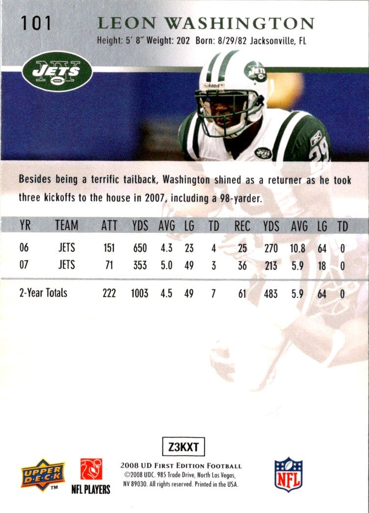 2008 Upper Deck First Edition Leon Washington