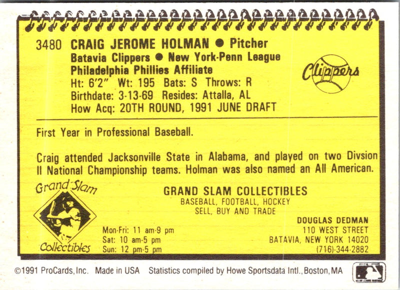 1991 ProCards Craig Holman