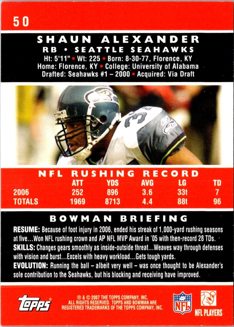 2007 Topps Draft Picks & Prospects Shaun Alexander