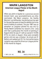 1987 Donruss Highlights Mark Langston #34