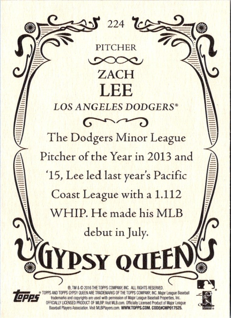 2016 Topps Gypsy Queen Zach Lee