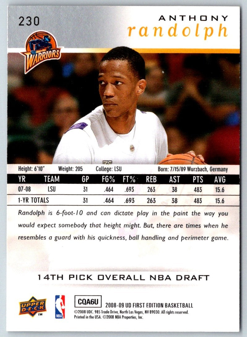 2008 Upper Deck Anthony Randolph