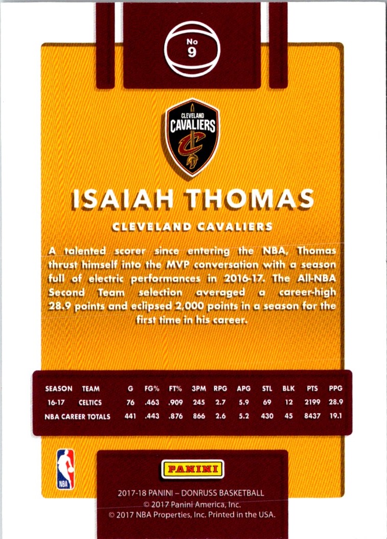 2017 Donruss Isaiah Thomas